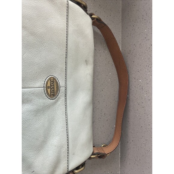 FOSSIL Explorer Flap Foldover Hobo Light blue Leather Slouch Shoulder Bag - Picture 4 of 16